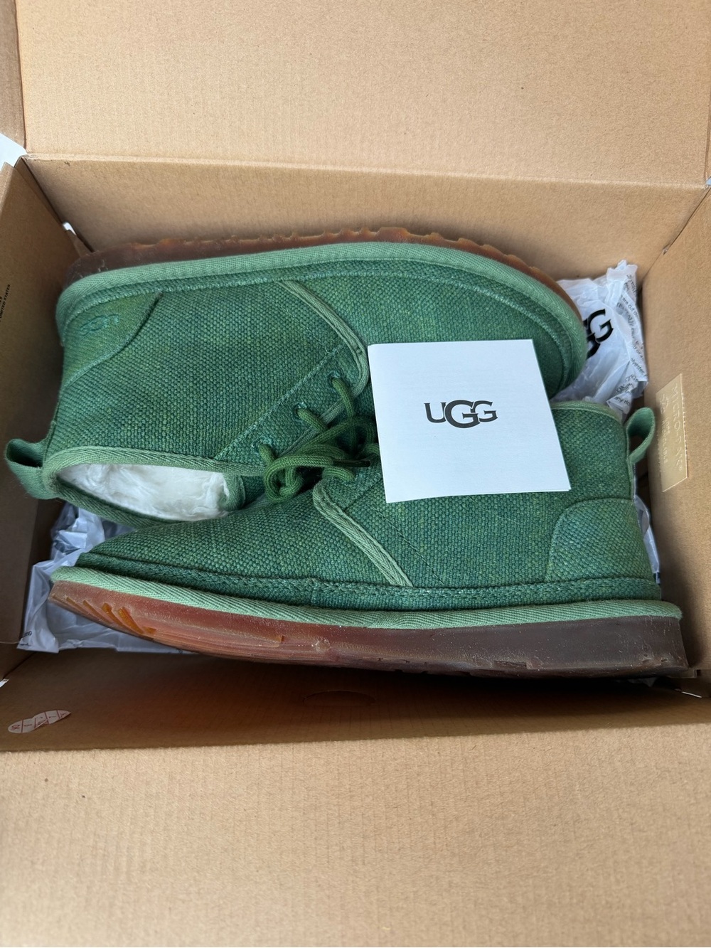 Size 7-UGG MEN’S NEUMEL NATURAL LACE-UP CHUKKA BOOTS 1117613 LEAF WMNS 8.5 W/Box